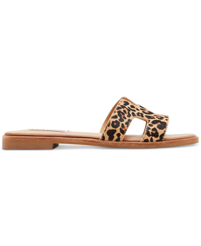 Steve Madden Hadyn Sandali Piatti Donna Con Cinturino Geometrico, Tomaia In Pelle, Colore Crema Multicolore, Tacco 1.9 Cm