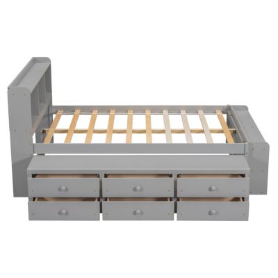 Streamdale Full Bed with Headboard Bookcase, Storage Drawers & End Case