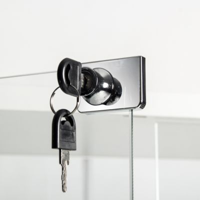 One Door Glass Cabinet Glass Display Cabinet With 3 Shelves, White