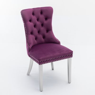 Streamdale Nikki Collection 2-Piece Purple Velvet Dining Chairs
