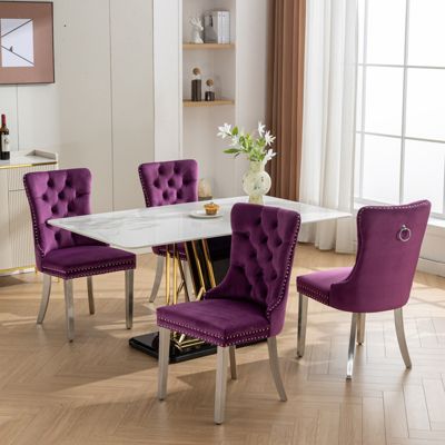 Streamdale Nikki Collection 2-Piece Purple Velvet Dining Chairs