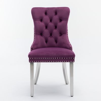 Streamdale Nikki Collection 2-Piece Purple Velvet Dining Chairs