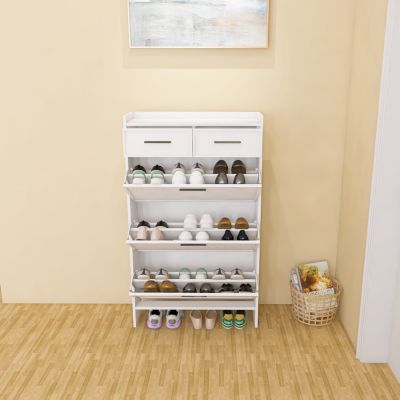 PVC Shaker Door Shoe Rack with 3 Doors and 2 Drawers