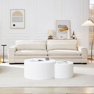 Modern Beige Upholstered Sofa for Multiple Spaces
