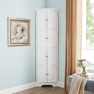 Modern Tall Storage Cabinet with Doors and 4 Shelves