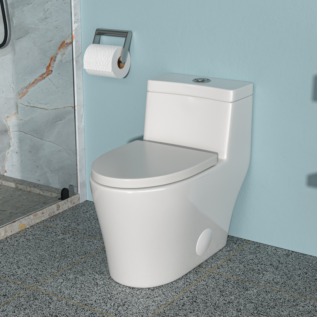 Ceramic One Piece Toilet, Dual Flush With Soft Closing Seat 0000 - White