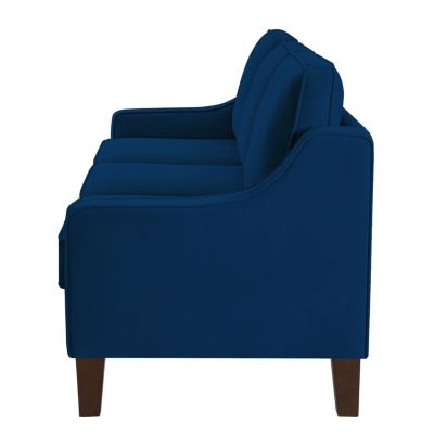 Velvet Upholstered 3-Seater Sofa with Wood Legs