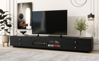 Streamdale Elegant TV Stand for 90" TVs, Glass Doors