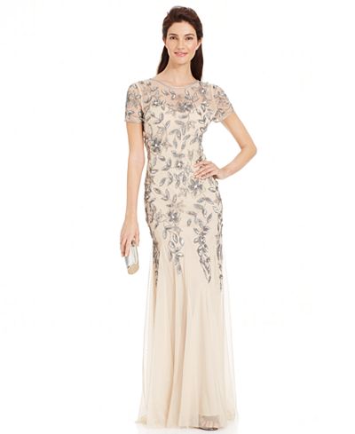 Adrianna Papell Embellished Floral-Print Gown - Dresses - Women - Macy&#39;s