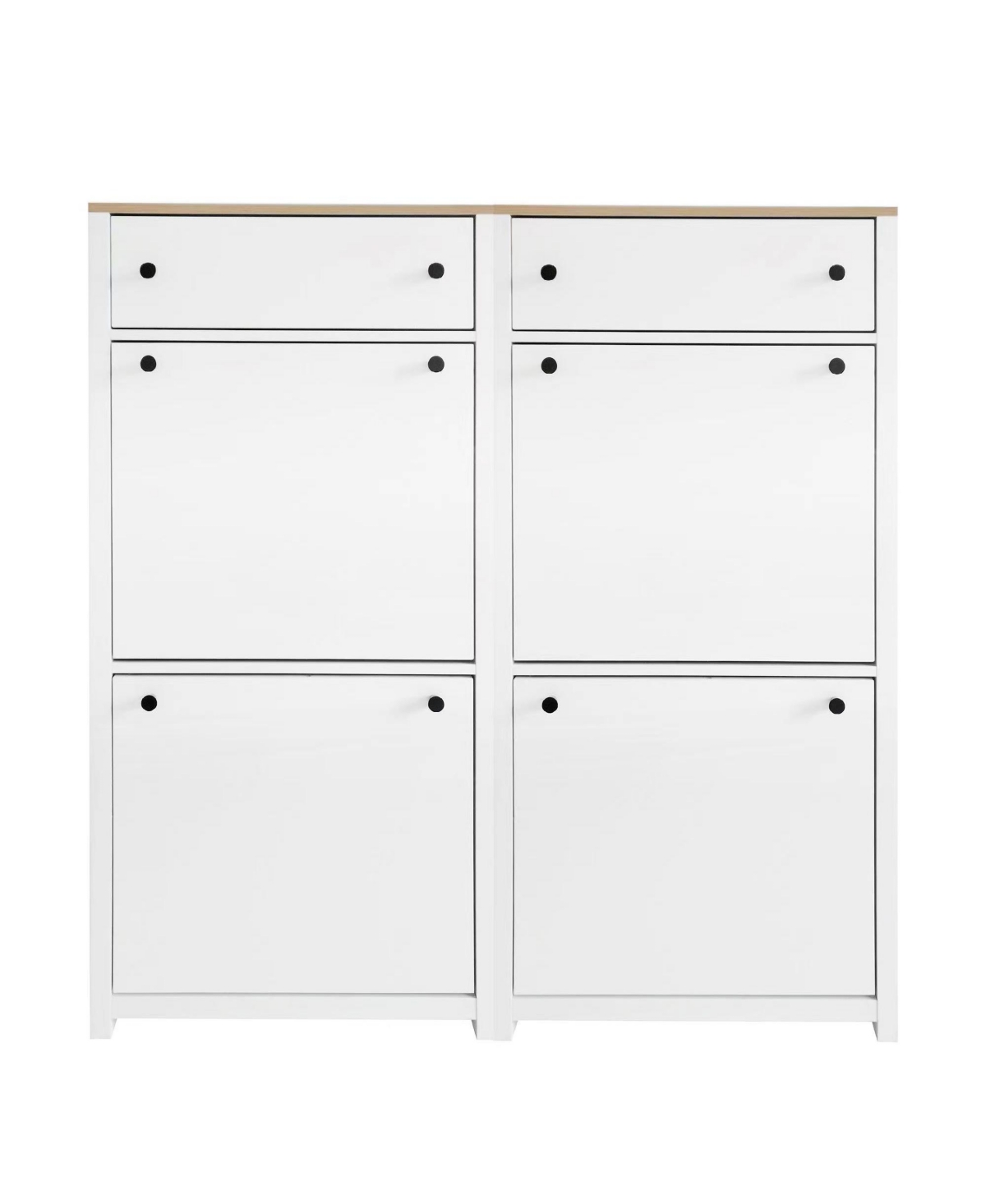 Modern Shoe Cabinet with 4 Flip Drawers - White