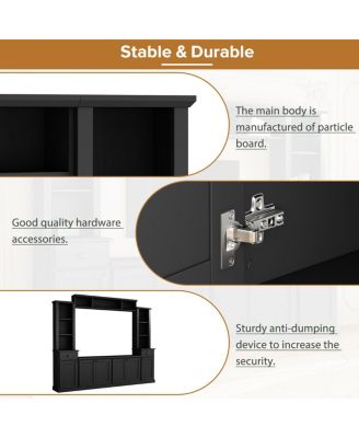 Modern TV Wall Unit Set With Ample Storage & Large Media Console