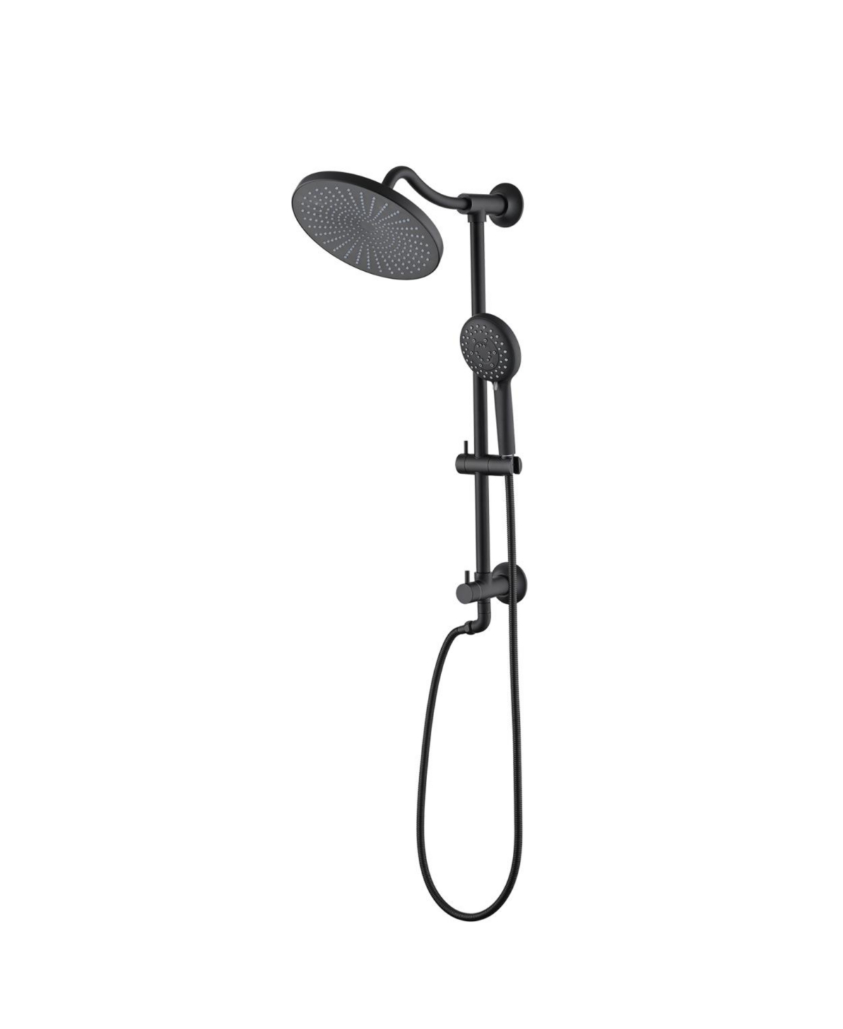 5-Setting Handheld Shower System Slide Bar Combo Rain Showerhead, Dual Shower Head Spa System - Black