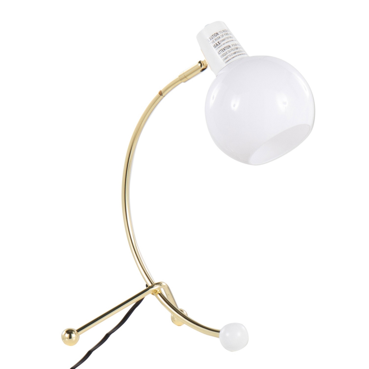 Streamdale Furniture Eileen Contemporary Task Lamp in Metal and White Plastic Shade by LumiSource