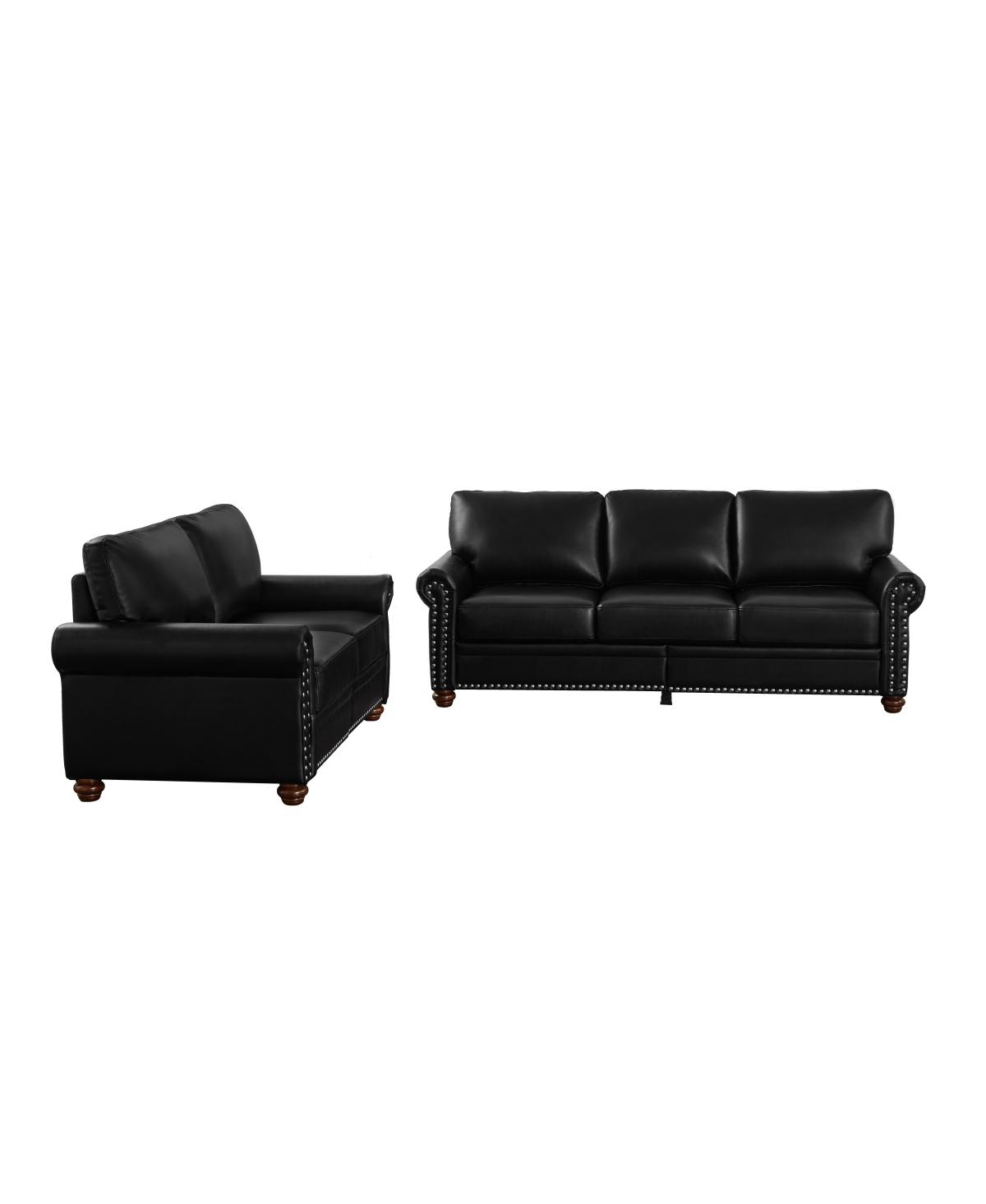 Streamdale Furniture Living Room Sofa With Storage Sofa 2+3 SectionalFaux Leather - Black