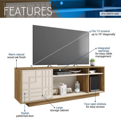 Streamdale Contemporary TV Stand For TVs Up To 70", Oak