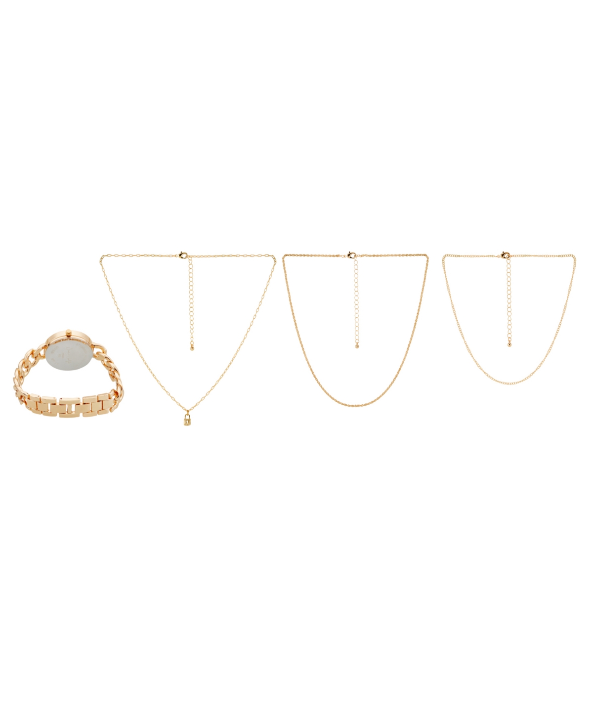 Women's Gold-Tone Bracelet Watch 34mm & 3-Pc. Necklace Gift Set - Gold