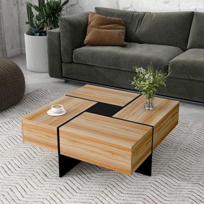 Modern Coffee Table with Hidden Storage & Sliding Top
