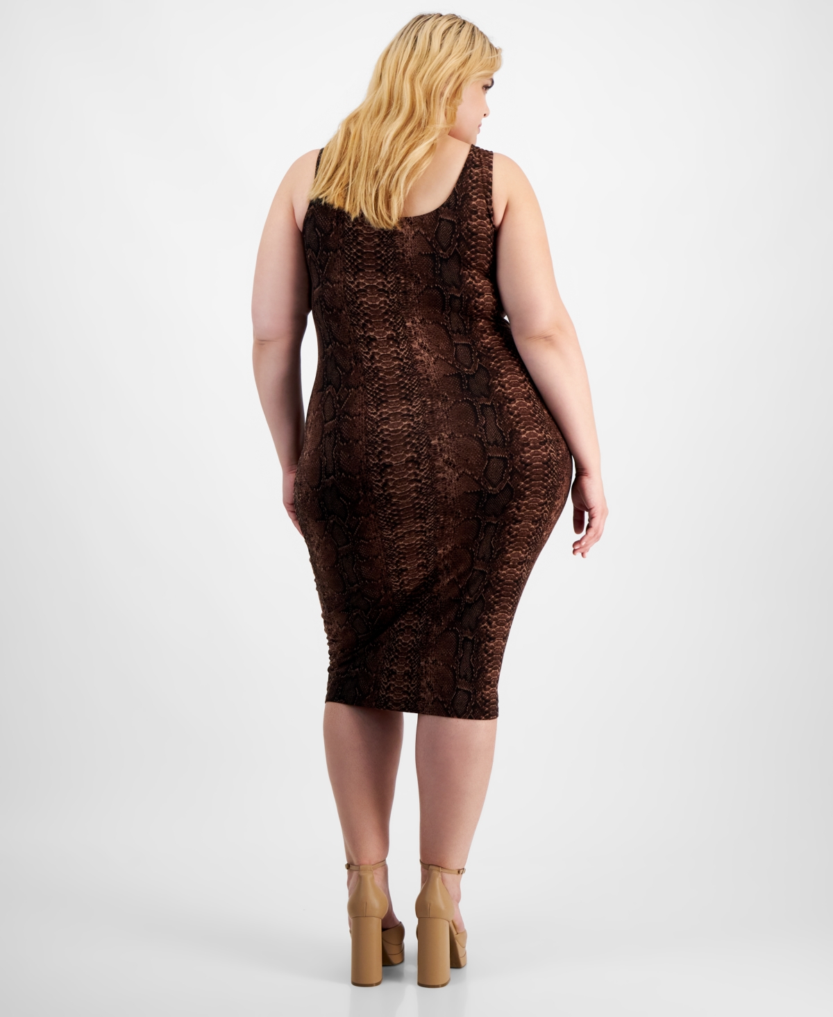 Bar Iii Trendy Plus Size Scoop-Neck Bodycon Midi Dress, Created for Macy's