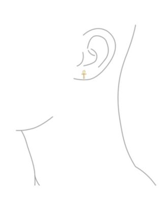 Minimalist Petite Delicate Religious Symbol of Life Egyptian Ankh Cross Stud Earrings 14k Gold 2.5 Microns Vermeil Sterling Silver
