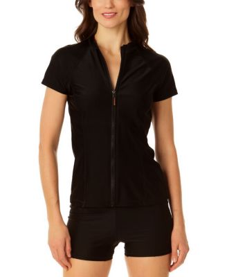 Women's Short Sleeve Zip Front Rashguard Top