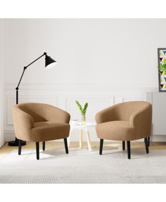 29" Wide Mid Century Modern Club Barrel Accent Armchair, Set of 2