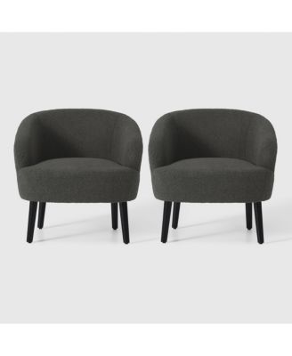 29" Wide Mid Century Modern Club Barrel Accent Armchair, Set of 2