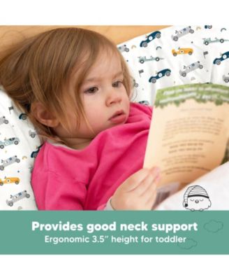 Jumbo Toddler Pillow with Pillowcase, 14X20 Soft Organic Toddler Pillows for Sleeping, Kids Travel Pillow