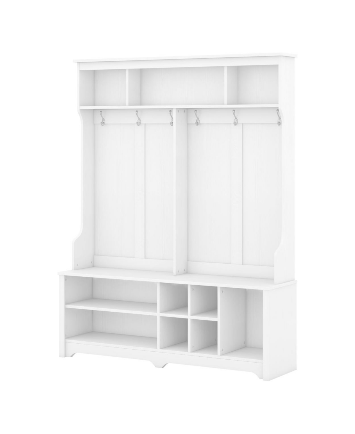 Modern White Hall Tree with Storage Space - White