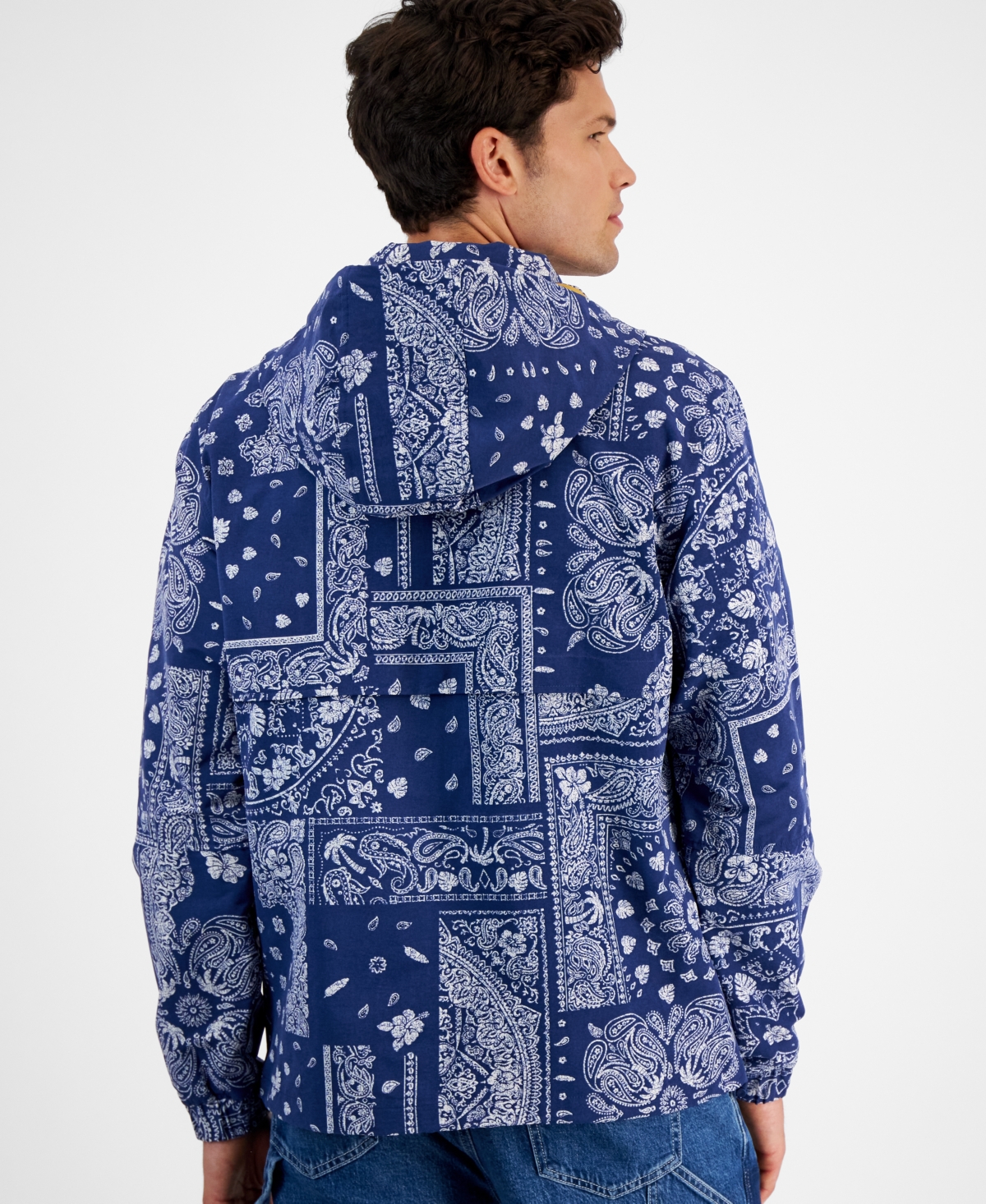 Sun + Stone Men's Regular-Fit Tropical Bandana-Print Full-Zip Hooded Windbreaker, Created for Macy's