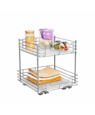 Glidez Steel Pull-Out/Slide-Out Storage Organizer with Plastic Liners for Under Cabinet or Wire Shelf 2-Tier Design