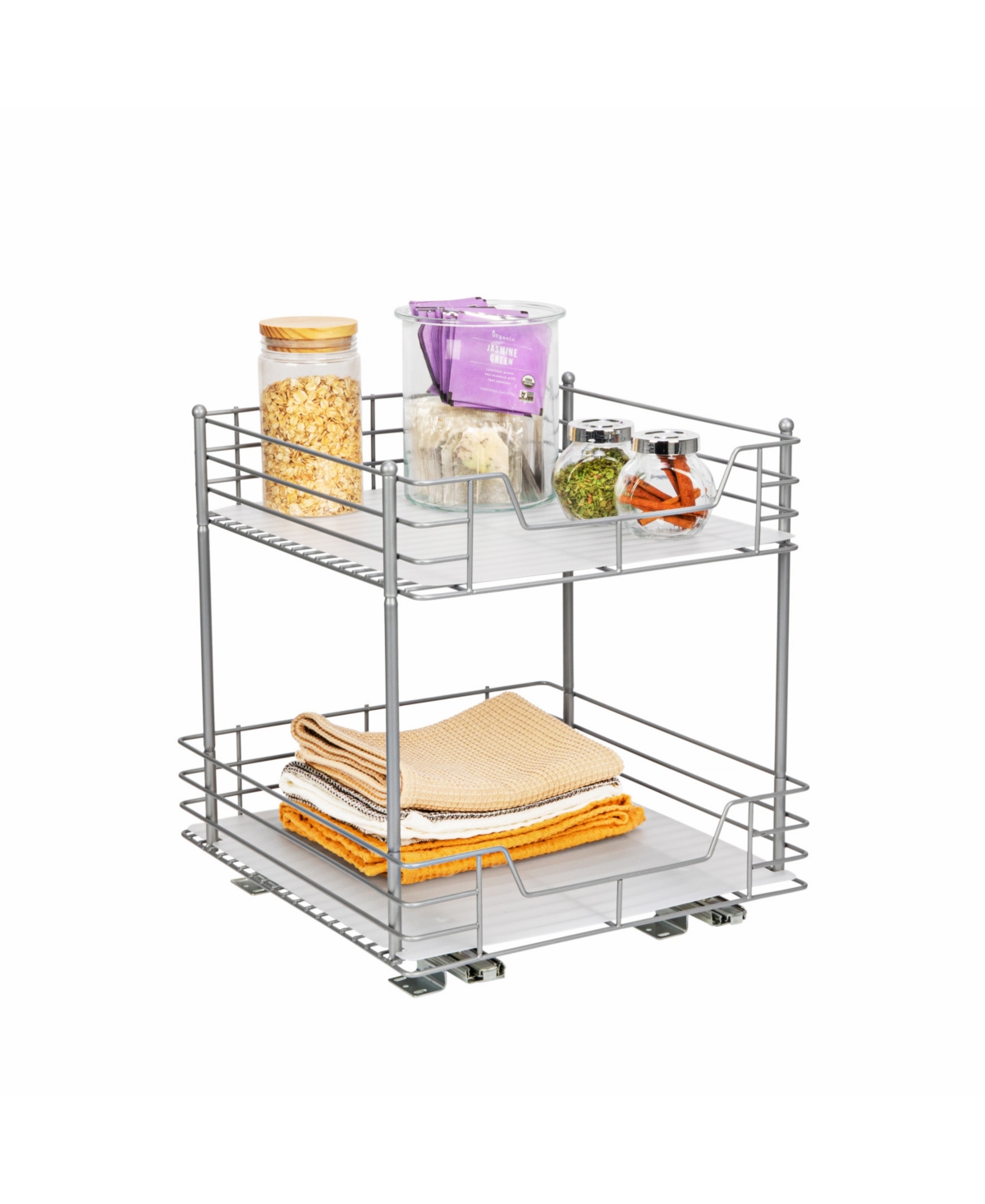 Household Essentials Glidez Steel Pull-out/slide-out Storage Organizer With Plastic Liners For Under Cabinet Or Wire Shel In Silver