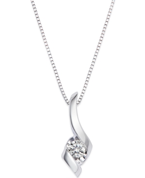 image of Sirena Diamond Swirl Pendant Necklace in 14k White Gold (1/10 ct. t.w.)