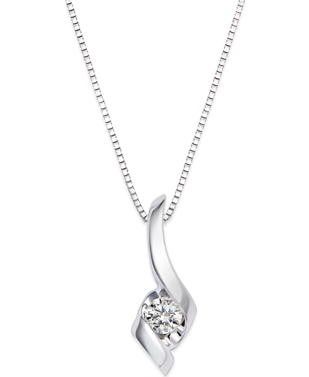 Diamond Swirl Pendant Necklace in 14k White Gold (1/10 ct. t.w.)