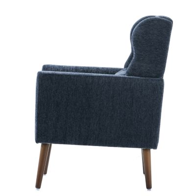 1 piece Chenille Foam-Filled Dark Blue Mid Century Accent Chair