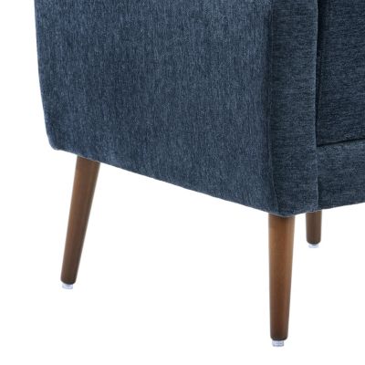 1 piece Chenille Foam-Filled Dark Blue Mid Century Accent Chair