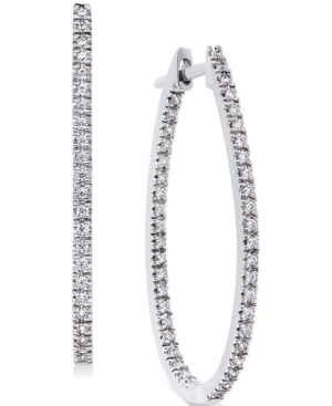 image of Diamond In-and-Out Hoop Earrings in 14k White Gold (1 ct. t.w.)