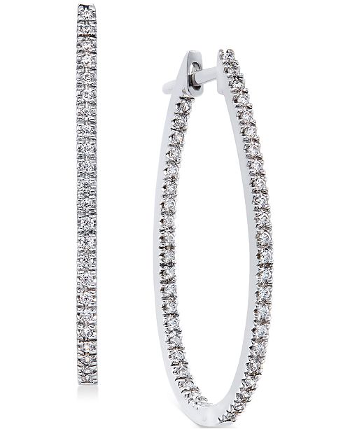 Macy's Diamond In-and-Out Hoop Earrings in 14k White Gold (1 ct. t.w ...