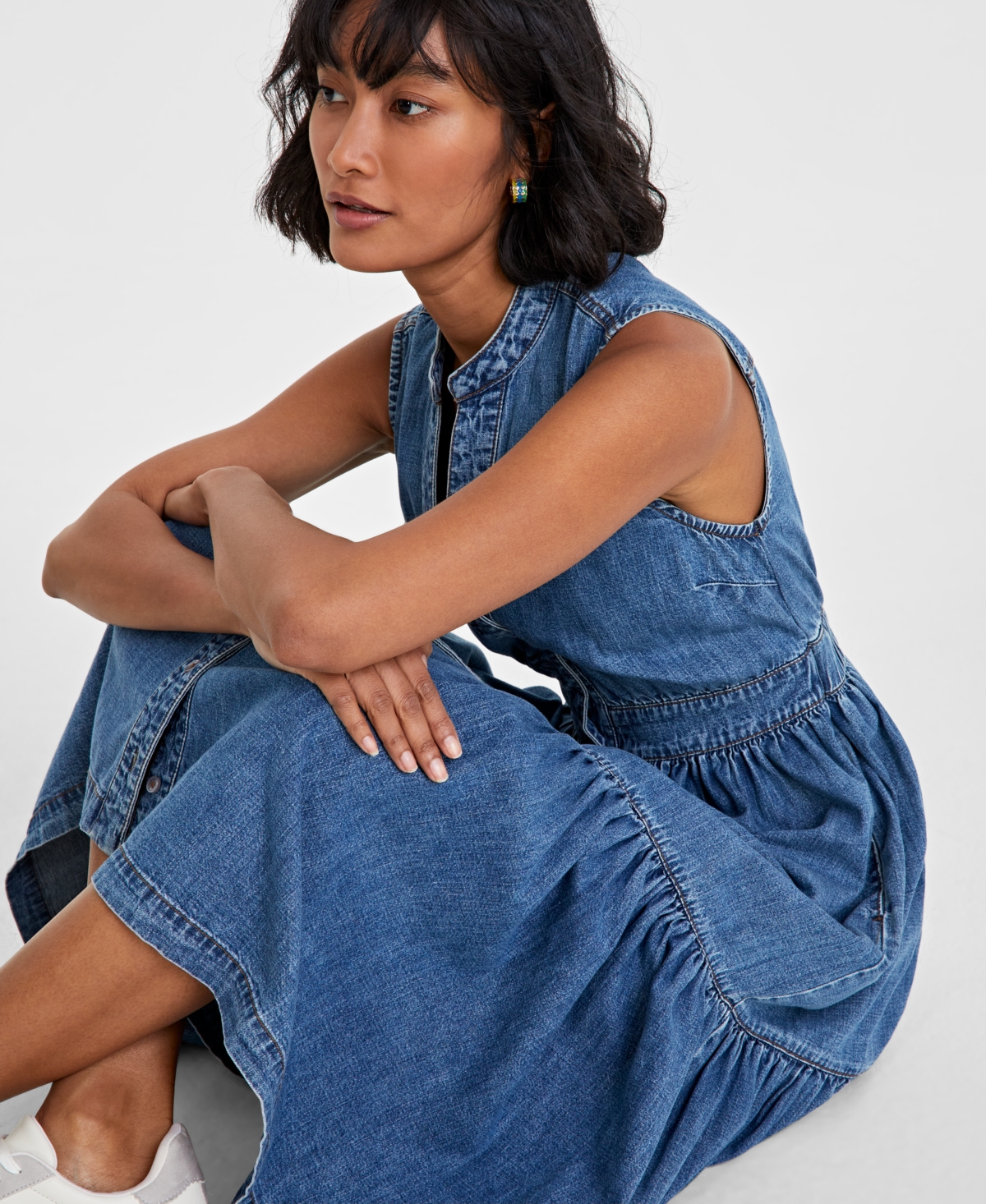 ON 34TH WOMEN'S DENIM TIERED MIDI DRESS, CREATED FOR MACY'S 