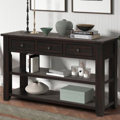 48" Solid Wood Console Table with 3 Drawers, Sturdy Construction, Easy Assembly – Console Table