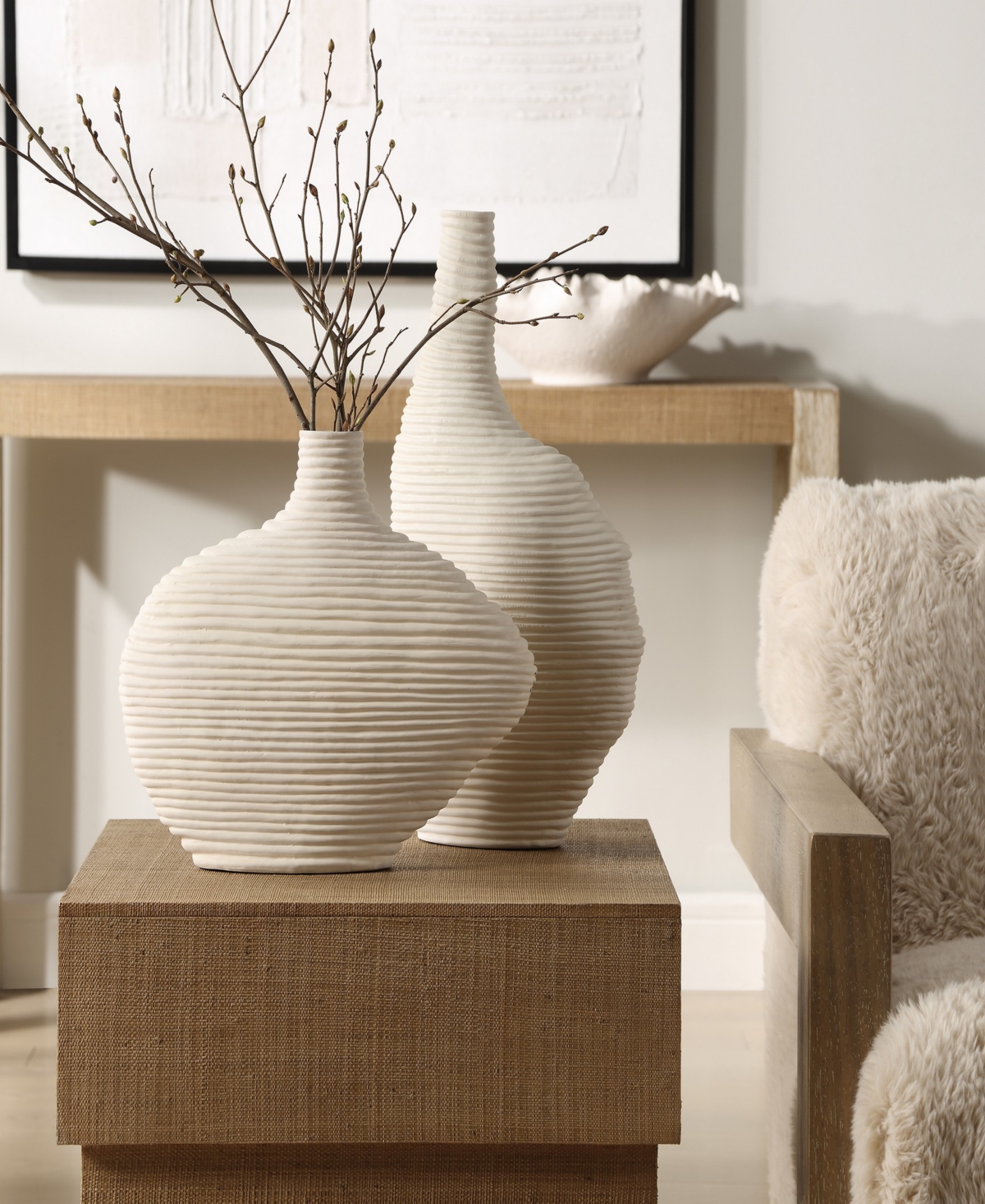 Uttermost Duostacked Vases, Set Of 2 In White