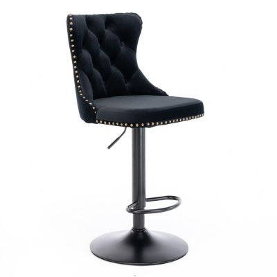 Swivel Velvet Barstools Adjusatble Seat Height From 25-33 Inch, Modern