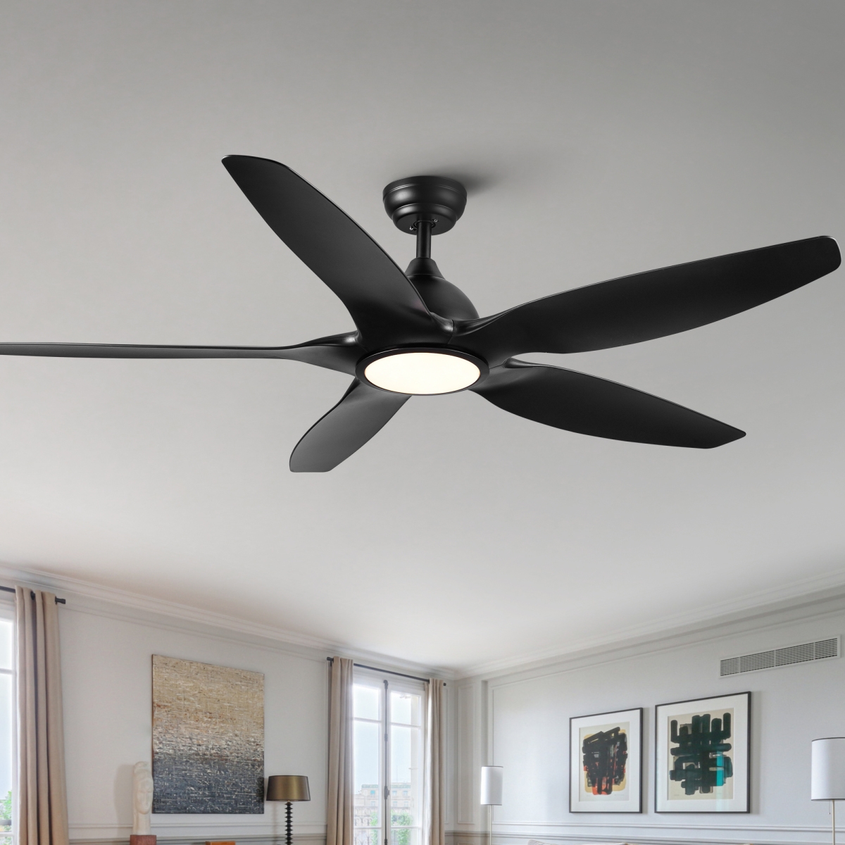 Streamdale Furniture 60 In Integrated Led Ceiling Fan Lighting WithAbs Blade - Black