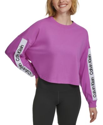 Calvin Klein - Women's Cotton Logo-Stripe Long-Sleeve T-Shirt