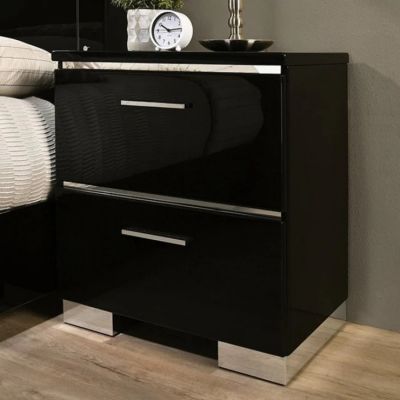 Nightstand with USB Charger & Chrome Accents