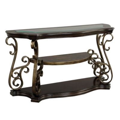   Marble-Inspired Shelf- Glass Sofa Table