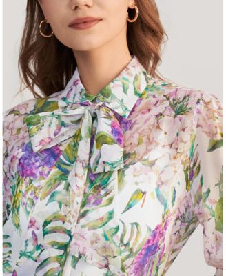 Women's Floral Printed Silk Blouse