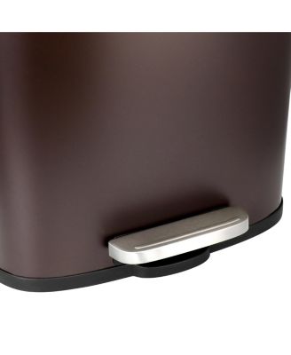 3 Piece 30 Liter and 5 Liter Stainless Steel Step Trash Bin Combo Set with Slow Close Mechanism in Matte Bronze