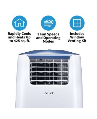 Portable Air Conditioner and Heater, 14,000 BTUs (8,500 BTU, DOE), Cools 525 sq. ft., Easy Setup Window Venting Kit and Remote Control