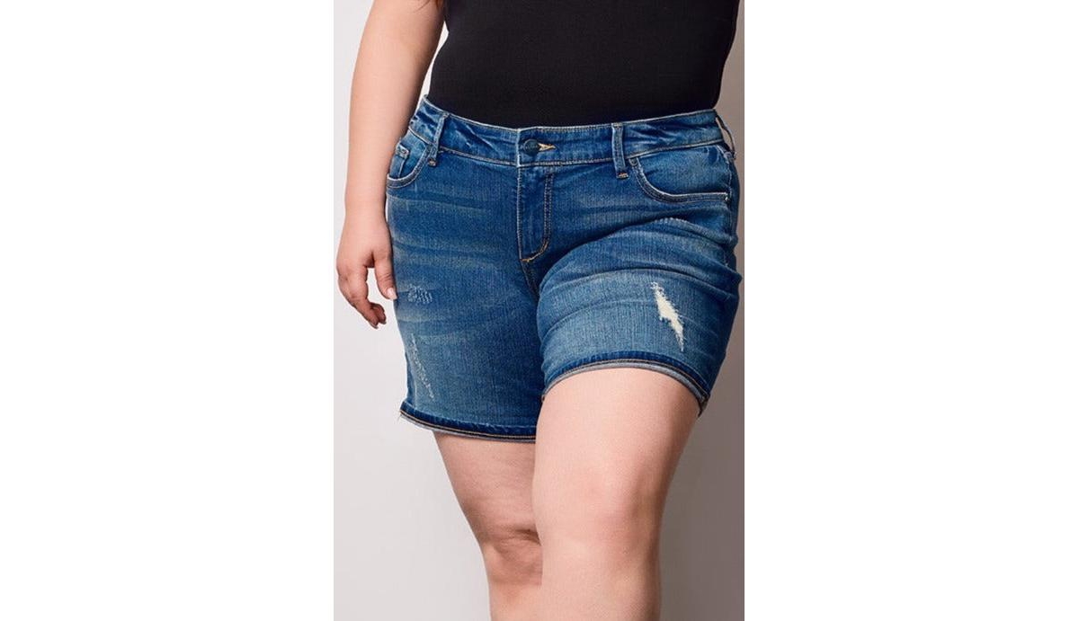 Plus Size Denim Rolled Shorts - Lucy