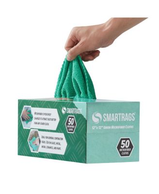 Arkwright Smart Rags Microfiber Cleaning Cloths (Box of 50), 12x12 in., Reusable, Multi-Purpose, Color Options
